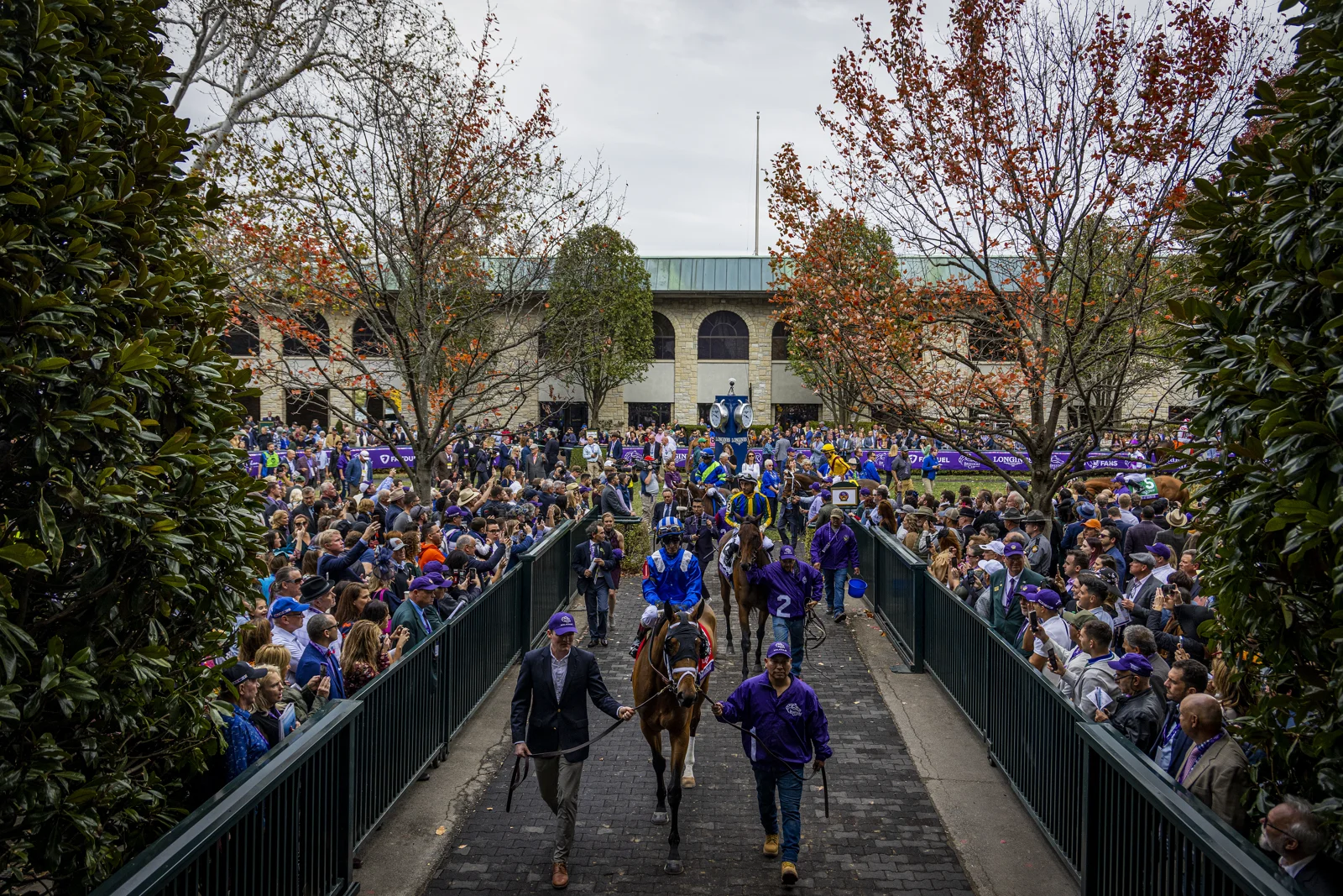 Malathaat and John Velazquez leave the paddock at the 2022 Breeders’ Cup at Keeneland
